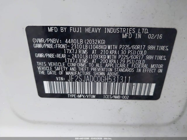 Subaru Forester 2.5i Premium 2016 JF2SJADC0GH531311 Image 9