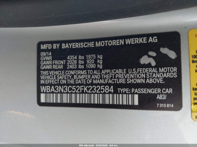Aukcja sprzedaży 2015 Bmw 428i, vin: WBA3N3C52FK232584, numer aukcji: 44510396