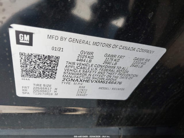 Chevrolet Equinox Fwd Ls 2021 2GNAXHEVXM6146476 Image 9