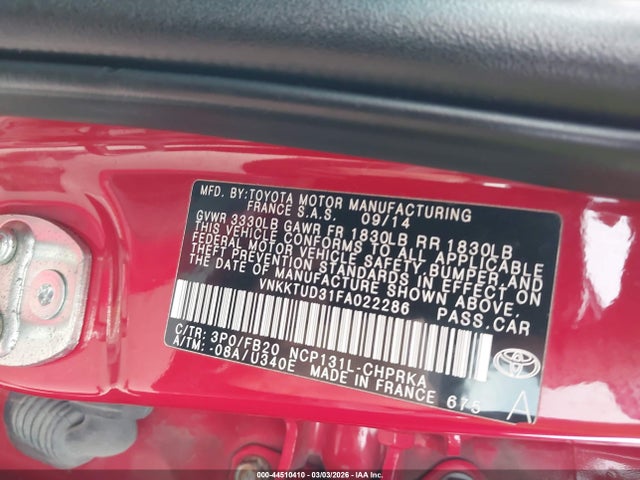 Toyota YARIS LE 2015 VNKKTUD31FA022286 Image 9
