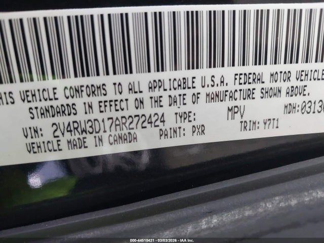 Продаж на аукціоні авто 2010 Volkswagen Routan Se, vin: 2V4RW3D17AR272424, номер лоту: 44510421