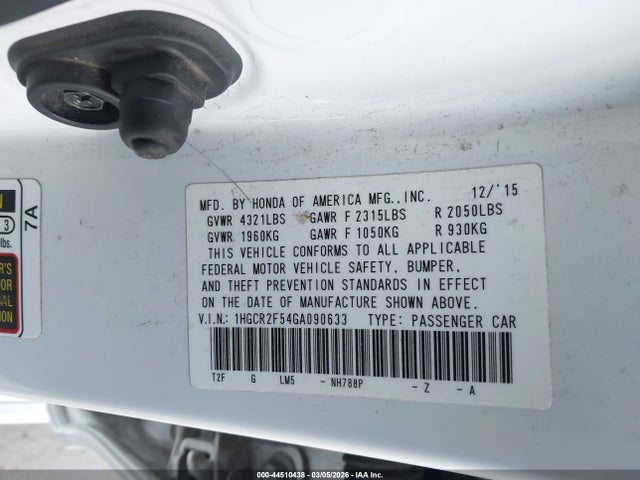 1HGCR2F54GA090633 Honda Accord Sport