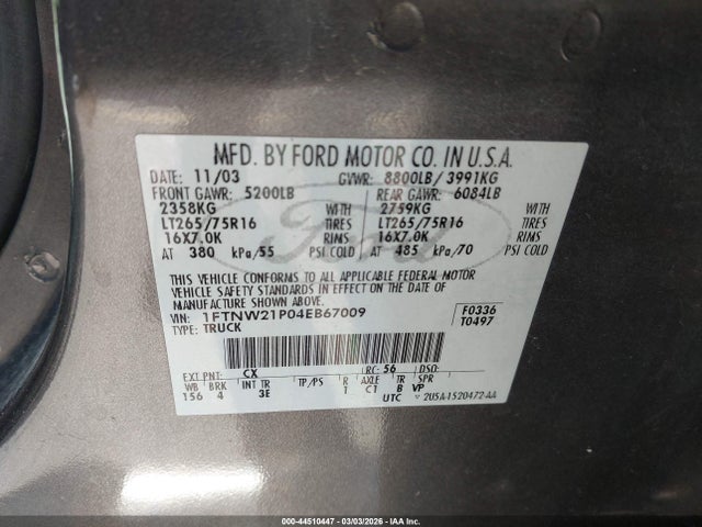 2004 FORD F-250 1FTNW21P04EB67009 Photo 8