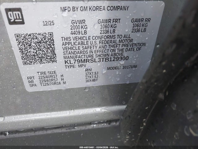 KL79MRSL3TB129900 Chevrolet Trailblazer Awd Lt