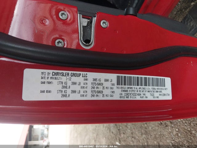 Продажа на аукционе авто 2012 Ram 1500 St, vin: 1C6RD7KTXCS214604, номер лота: 44510467