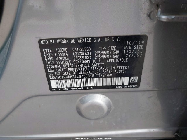 3CZRU6H32LG700948 Honda Hr-v Awd Lx