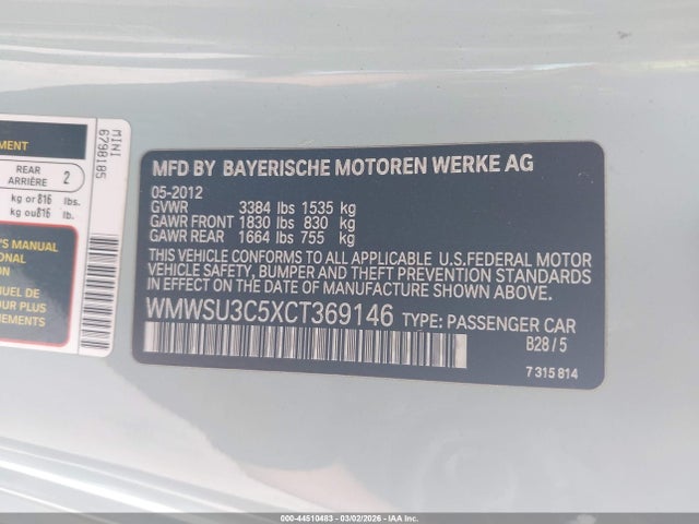 2012 MINI COOPER WMWSU3C5XCT369146 Photo 8