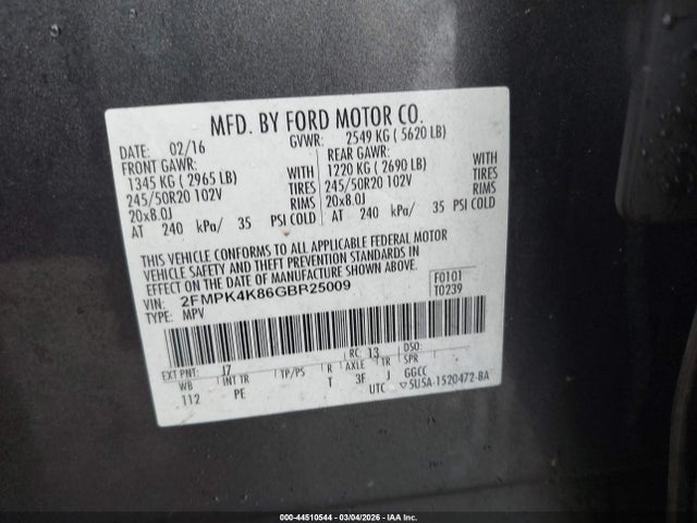 Ford Edge Titanium 2016 2FMPK4K86GBB25009 Image 9