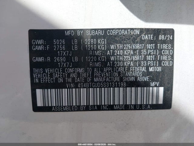 4S4BTGUD5S3131198 Subaru Outback Wilderness