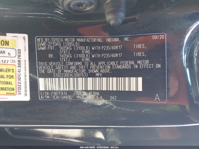 Toyota Sienna 2020 5TDZZ3DC4LS087633 Image 23