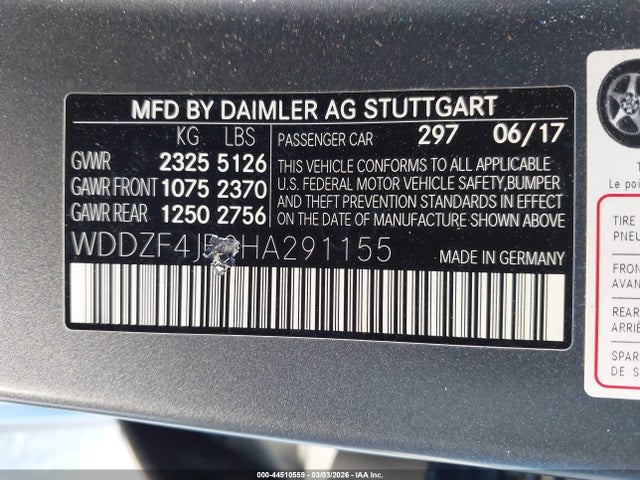 WDDZF4JB0HA291155 Mercedes-Benz E 300