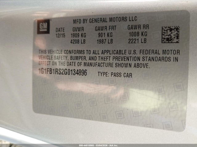 2016 CHEVROLET CAMARO 1G1FB1RS2G0134896 Photo 8