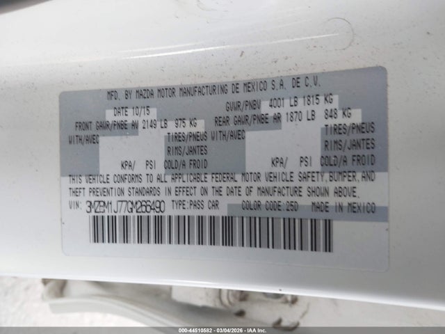 3MZBM1J77GM266490 Mazda Mazda3 I Sport