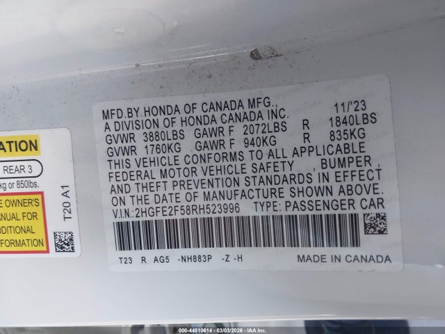 Honda Civic Sport 2024 2HGFE2F58RH523996 Image 9