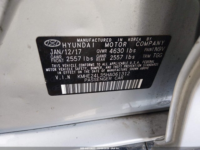 2017 HYUNDAI SONATA HYBRID KMHE24L35HA061312 Photo 8