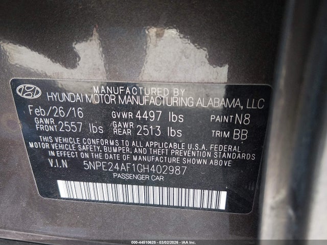 Hyundai SONATA SE 2016 5NPE24AF1GH402987 Image 9