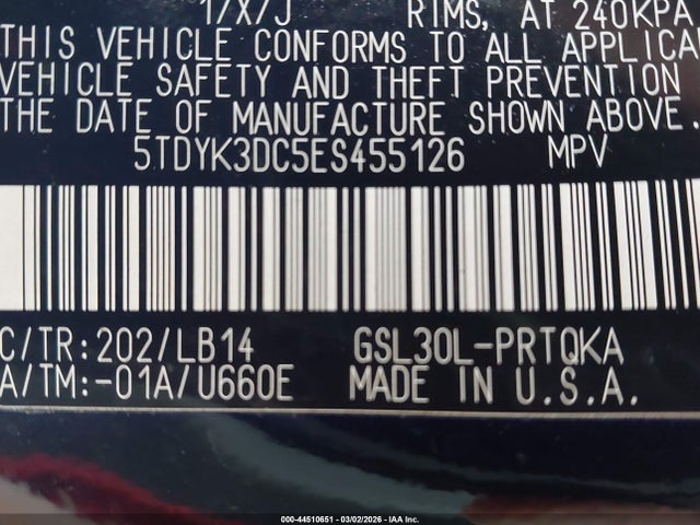 2014 TOYOTA SIENNA 5TDYK3DC5ES455126 Photo 8