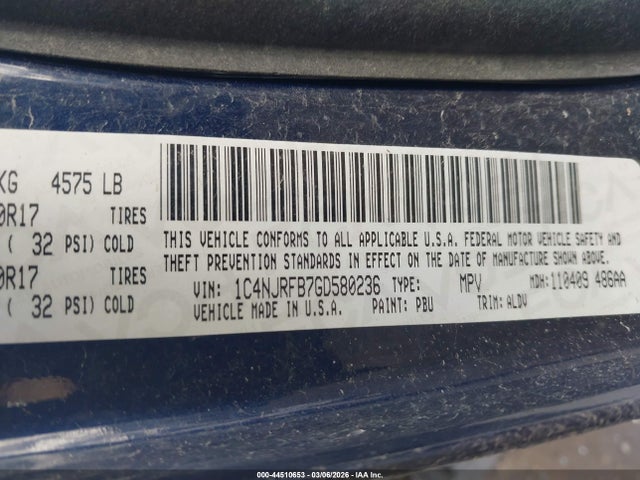 1C4NJRFB7GD580236 Jeep Patriot High Altitude Edition
