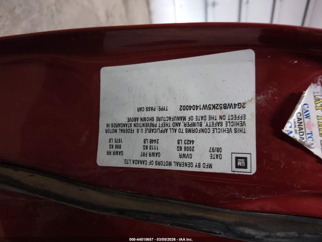 Aukcja sprzedaży 1998 Buick Regal Ls, vin: 2G4WB52K5W1404002, numer aukcji: 44510657