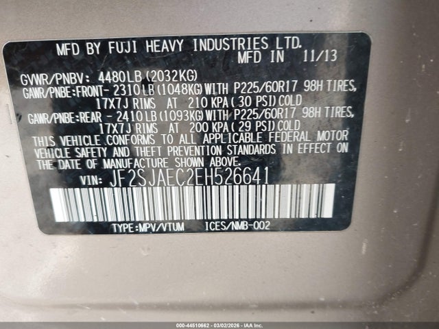 2014 SUBARU FORESTER JF2SJAEC2EH526641 Photo 8