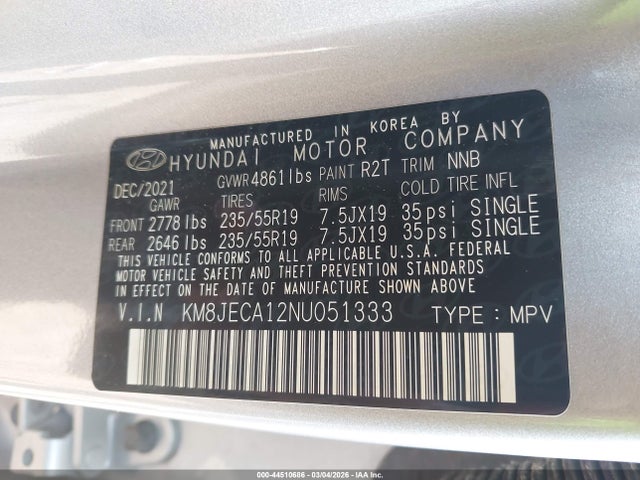 2022 HYUNDAI TUCSON HYBRID KM8JECA12NU051333 Photo 8