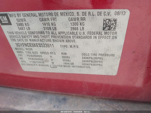 2014 CADILLAC SRX 3GYFNCE3XES523911 Photo 8