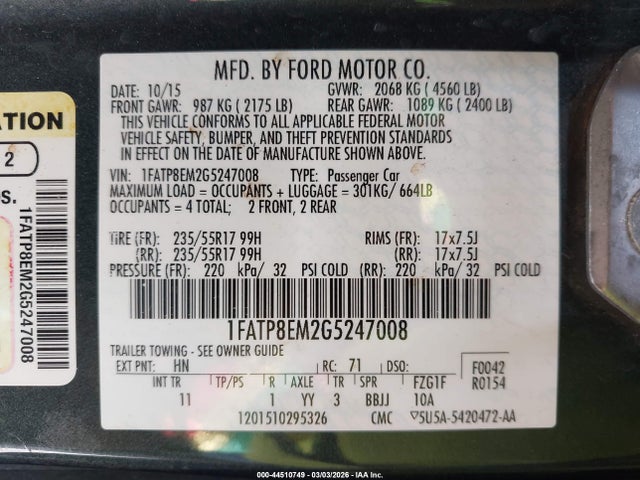 2016 FORD MUSTANG 1FATP8EM2G5247008 Photo 8