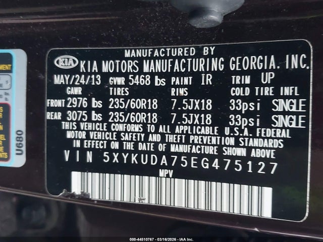 5XYKUDA75EG475127 KIA Sorento Ex V6