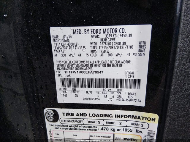 Ford F-150 Svt Raptor 2014 1FTFW1R66EFA70547 Image 9