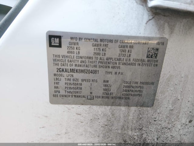 GMC Terrain Sle-1 2017 2GKALMEK8H6204081 Image 9