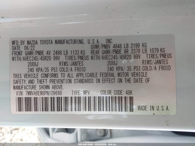 Aukcja sprzedaży 2023 Mazda Cx-50 2.5 S Premium Plus, vin: 7MMVABEM8PN109698, numer aukcji: 44510860