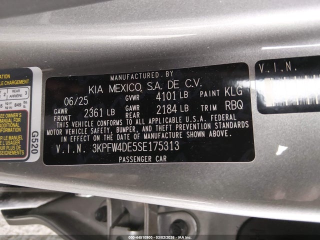 2025 Kia K4 Gt-line მანქანა იყიდება აუქციონზე, vin: 3KPFW4DE5SE175313, აუქციონის ნომერი: 44510900