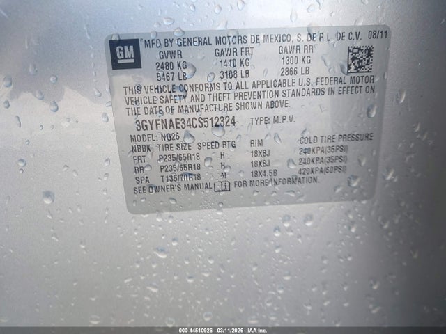 2012 CADILLAC SRX 3GYFNAE34CS512324 Photo 8