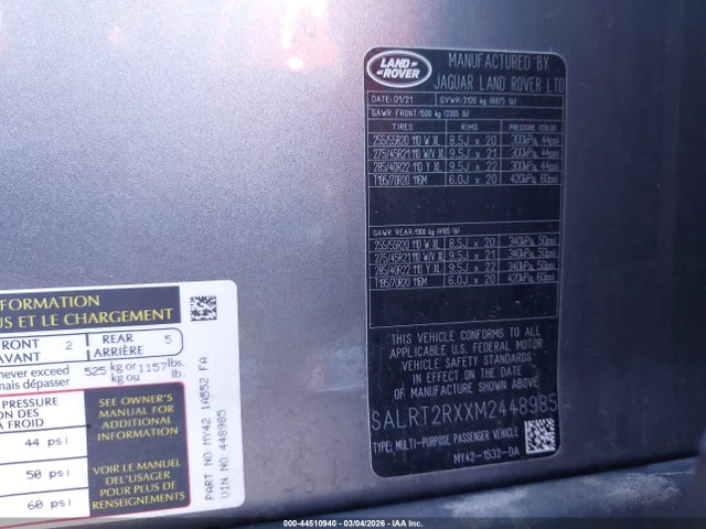 SALRT2RXXM2448985 Land Rover Discovery P300 S R-dynamic