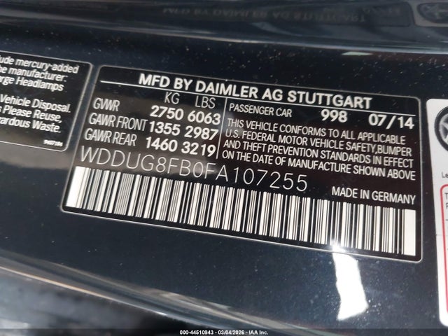 Продаж на аукціоні авто 2015 Mercedes-benz S 550 4matic, vin: WDDUG8FB0FA107255, номер лоту: 44510943