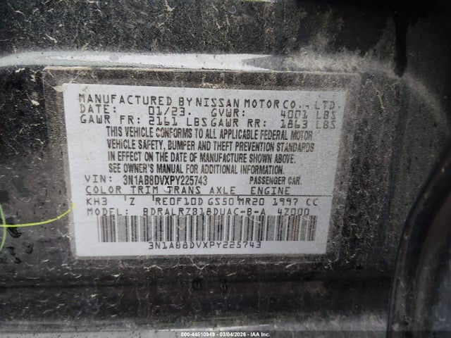 Aukcja sprzedaży 2023 Nissan Sentra Sr Xtronic Cvt, vin: 3N1AB8DVXPY225743, numer aukcji: 44510949