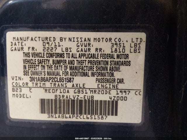2012 NISSAN SENTRA 3N1AB6AP2CL651587 Photo 8