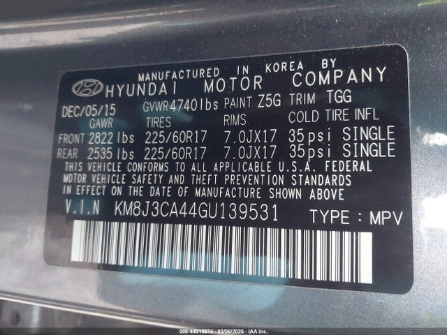 Hyundai TUCSON SE 2016 KM8J3CA44GU139531 Image 9