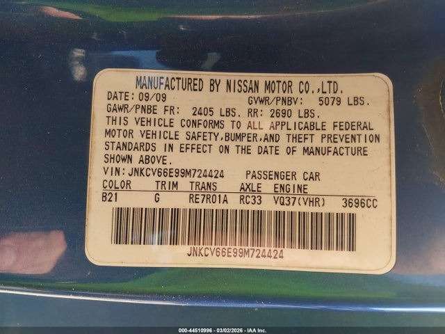 Продажа на аукционе авто 2009 Infiniti G37, vin: JNKCV66E99M724424, номер лота: 44510996