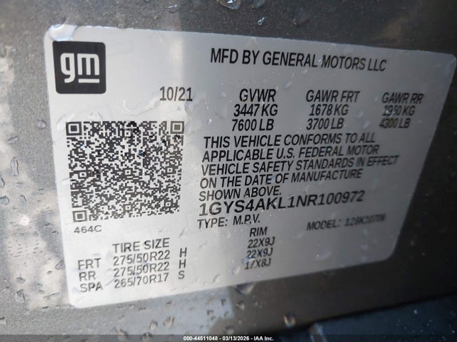 2022 CADILLAC ESCALADE 1GYS4AKL1NR100972 Photo 8