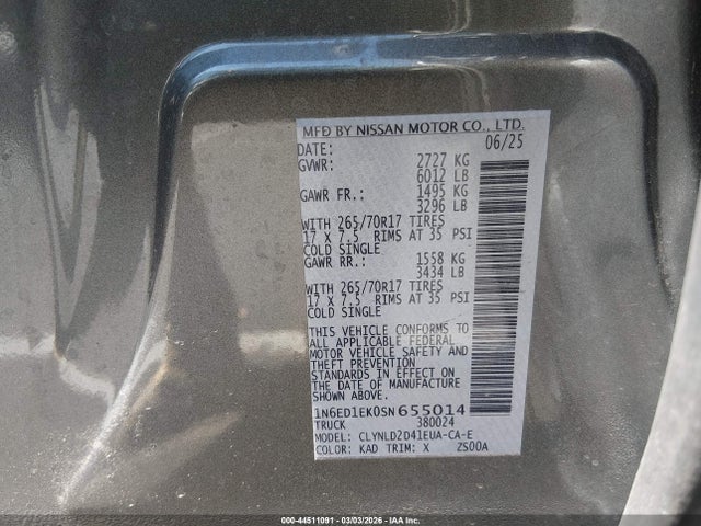 Nissan Frontier 2025 1N6ED1EK0SN655014 Image 9