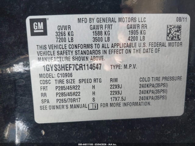 2012 CADILLAC ESCALADE ESV 1GYS3HEF7CR114647 Photo 8