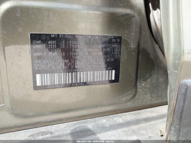44511194 :رقم المزاد ، 4S4BSAHC3H3232007 vin ، 2017 Subaru Outback 2.5i Premium مزاد بيع