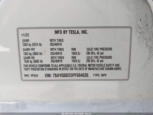 2023 TESLA MODEL Y 7SAYGDEE5PF604636 Photo 8