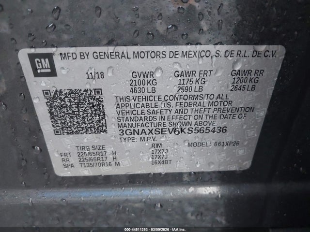 Chevrolet EQUINOX LS 2019 3GNAXSEV6KS565436 Image 9