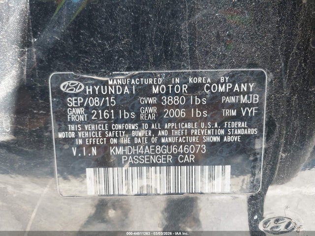 Hyundai ELANTRA SE 2016 KMHDH4AE8GU646073 Image 9