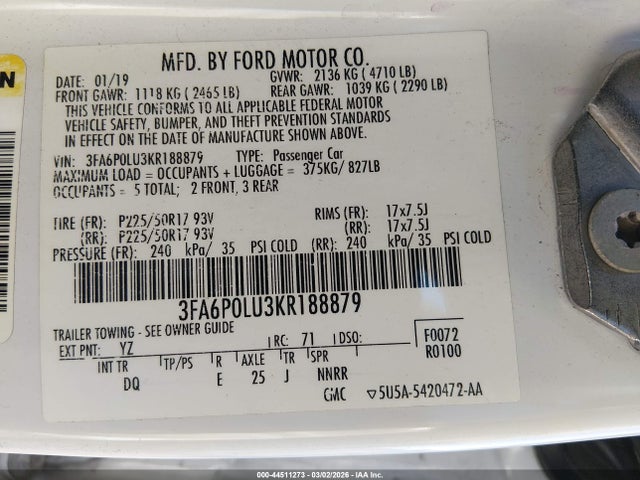 Ford Fusion Hybrid Se 2019 3FA6P0LU3KR188879 Image 9