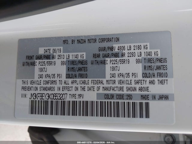 Продаж на аукціоні авто 2019 Mazda Cx-5 Signature, vin: JM3KFBEY3K0653207, номер лоту: 44511278