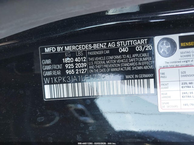 W1KPK3JA1LF172689 Mercedes-Benz Slc 300