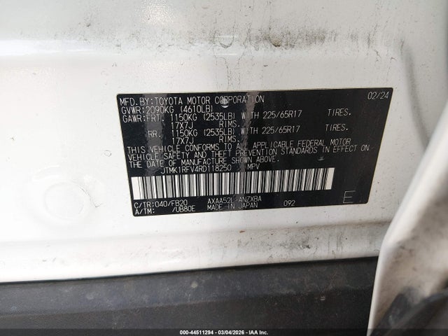 JTMK1RFV4RD118250 Toyota RAV4 LE